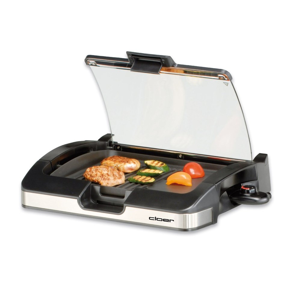 Cloer 6720 BarbecueGrill mit Standfuss und Glasplatte Standgrill