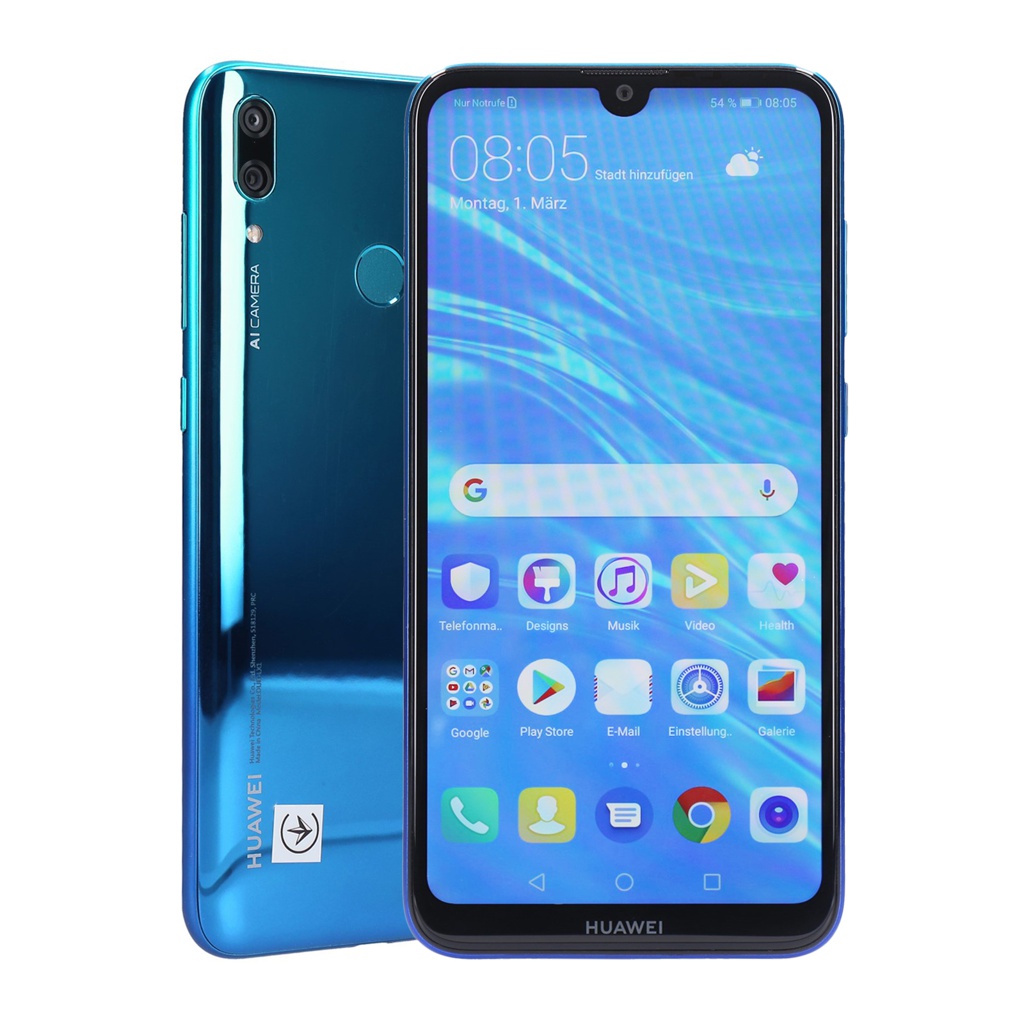 Huawei Y7 2019 Dual-SIM 32GB Aurora Blue Android Smartphone sehr gut-1
