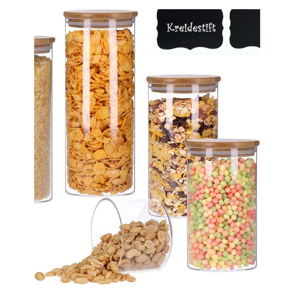 8er Set Vorratsdosen Vorratsglas mit Deckel, Spaghettiglas + 8x Kreidesticker-1