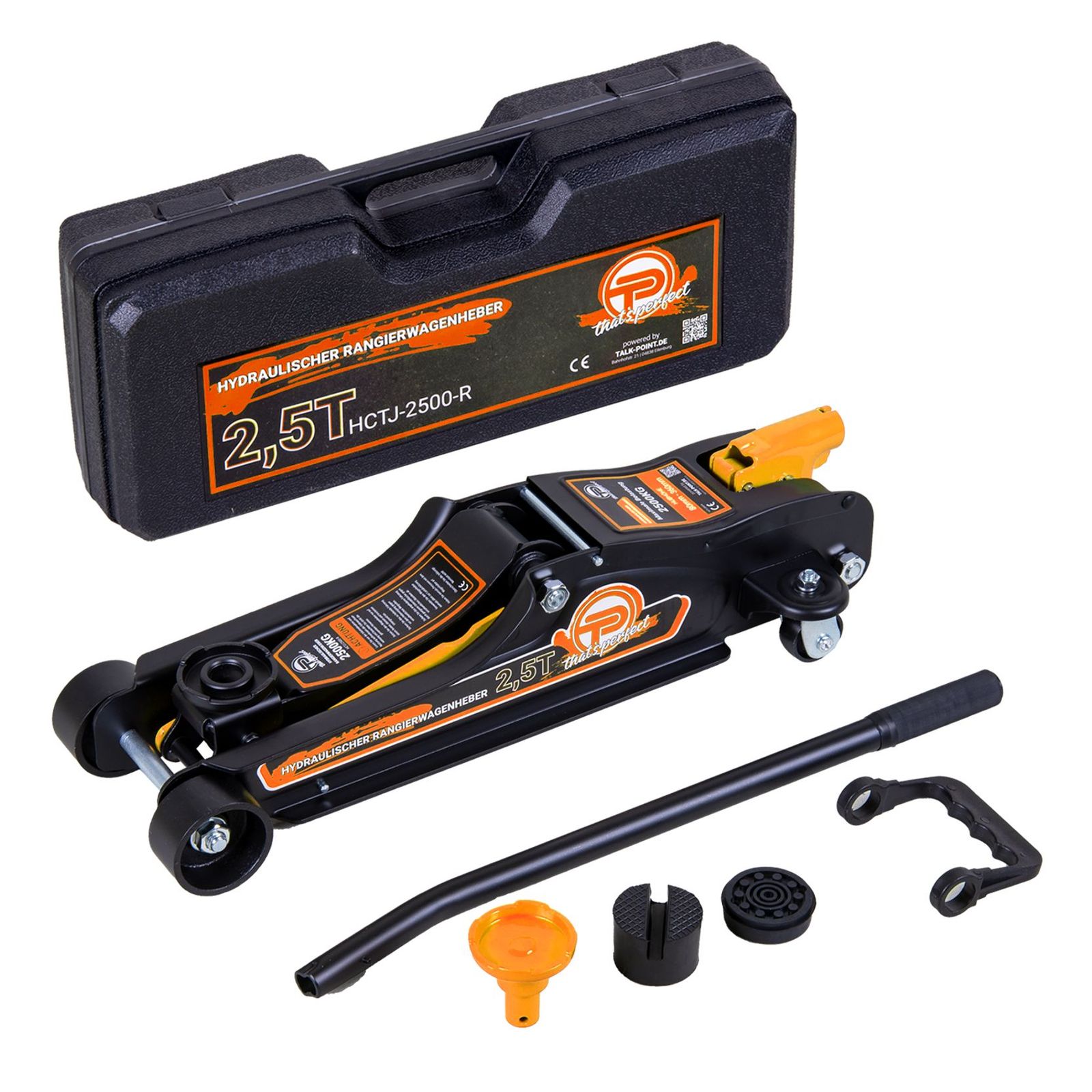 Hydraulischer KFZ-Rangierwagenheber 2,5t Koffer, SUV-Adapter und 2x Gummiauflage-2