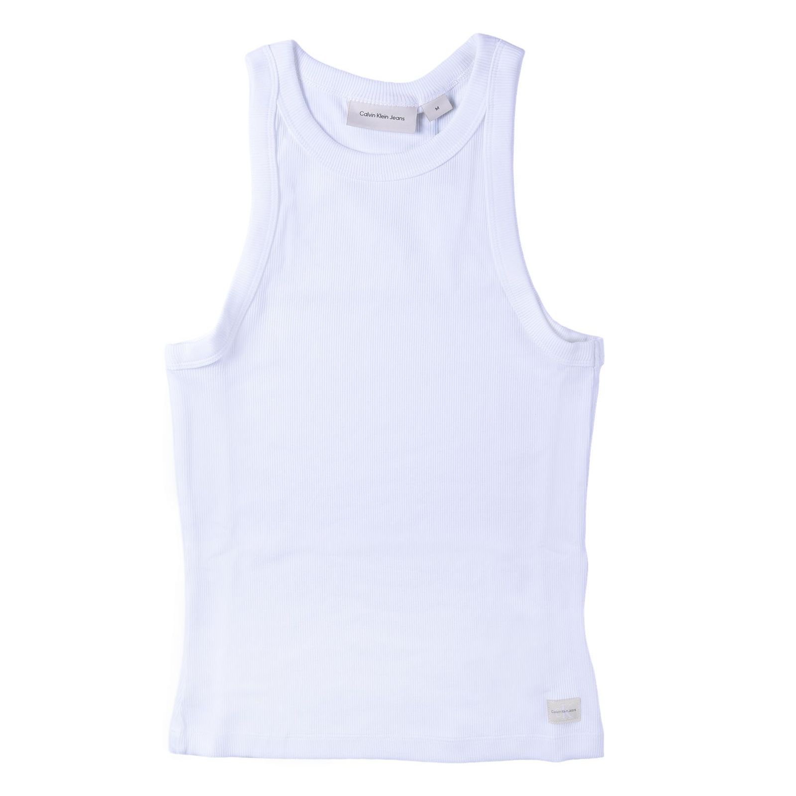 Calvin Klein Jeans Woven Label Tank Top Damen Slim-Fit Weiß-1