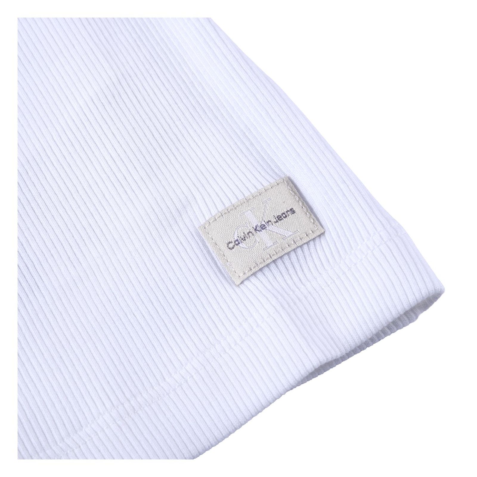 Calvin Klein Jeans Woven Label Tank Top Damen Slim-Fit Weiß-2