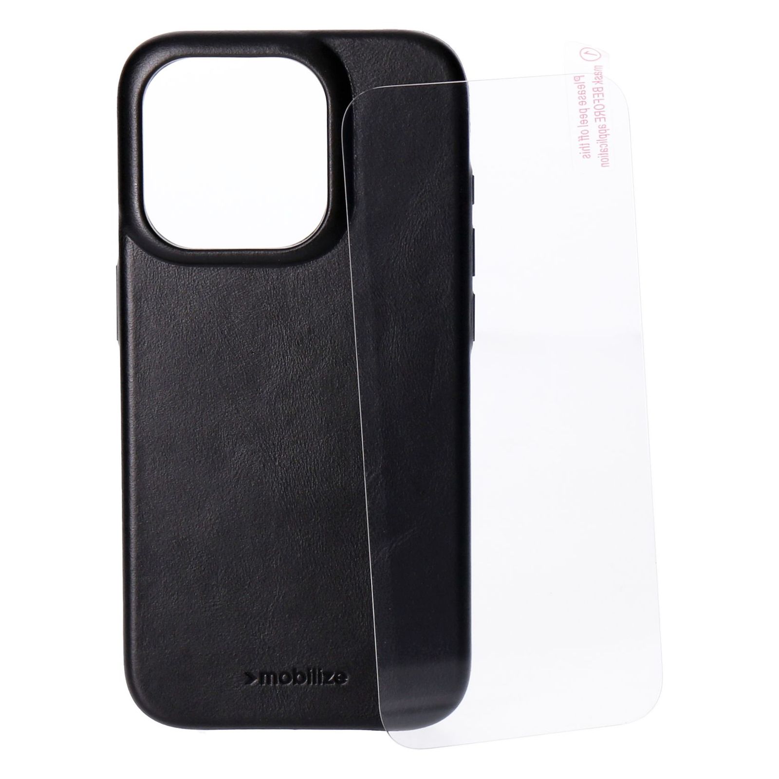 Mobilize Protection Pack iPhone 15 Pro Ledercase schwarz und Displayschutz trans-1
